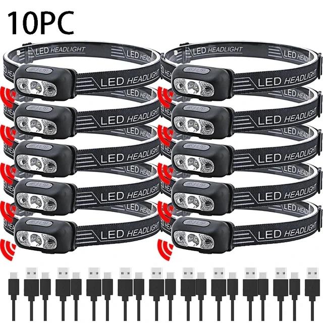 Strong Light Headlamp Portable LED Sensor Headlamp USB Rechargeable Head Flashlight Outdoor Camping Fishing Emergency Lantern