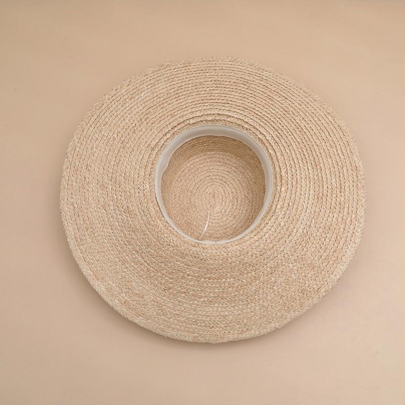 cm large brim natural raffia flat top straw hat women's summer handwoven seaside vacation beach flat edge hat