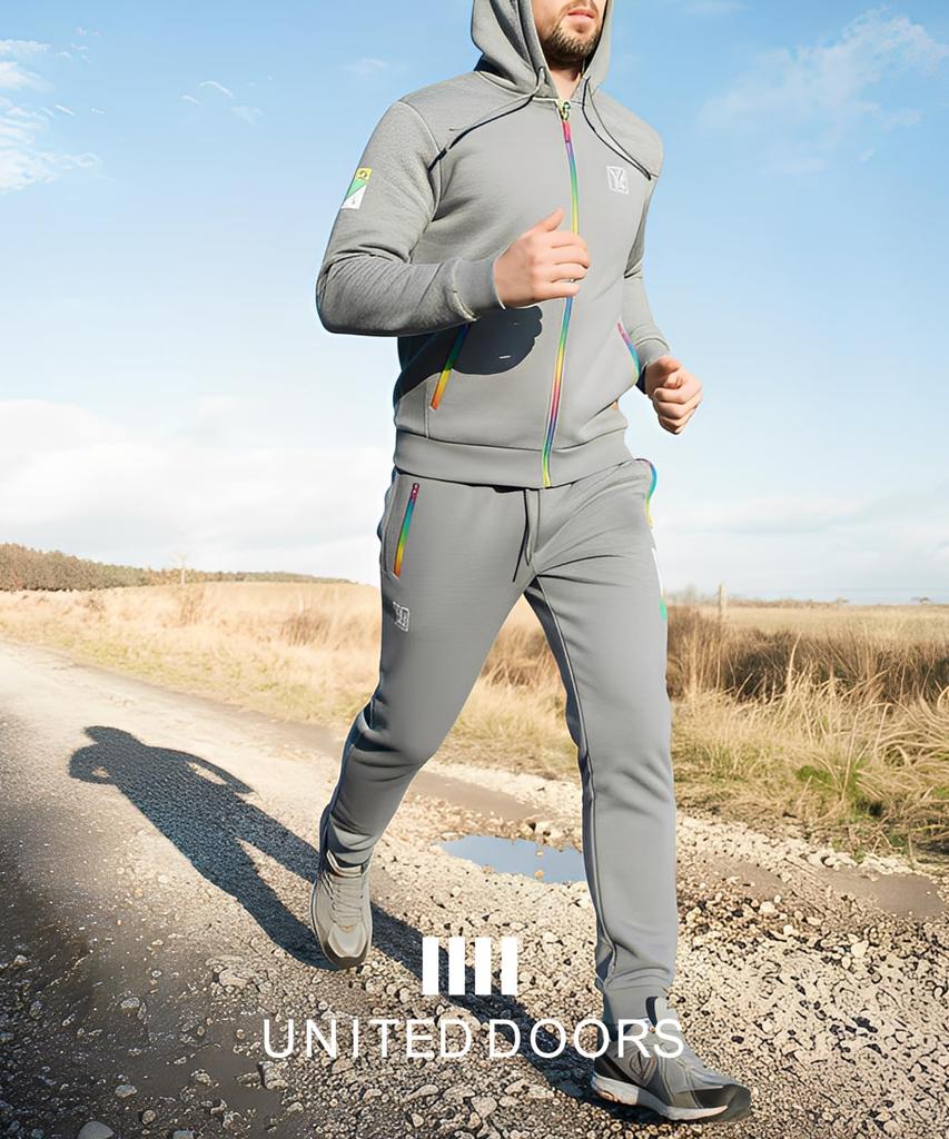 Doors Tracksuit Hoodie and Outdoor Sporty Sweatshirt with Long Sleeves and Running Korean Training Gym Sports American Casual Men's 2-Piece Set,