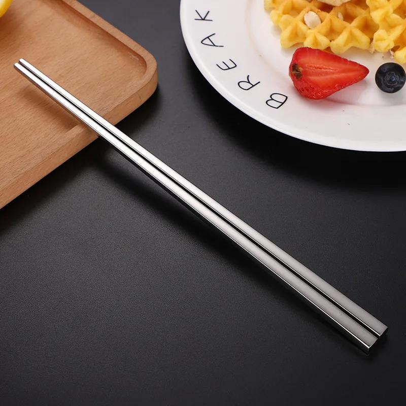 

1 пара китайских палочек для еды из нержавеющей стали, нескользящие, многоразовые, металлические палочки для еды, суши, хаши, палочки для еды, столовые приборы, кухонный инструмент серебряный