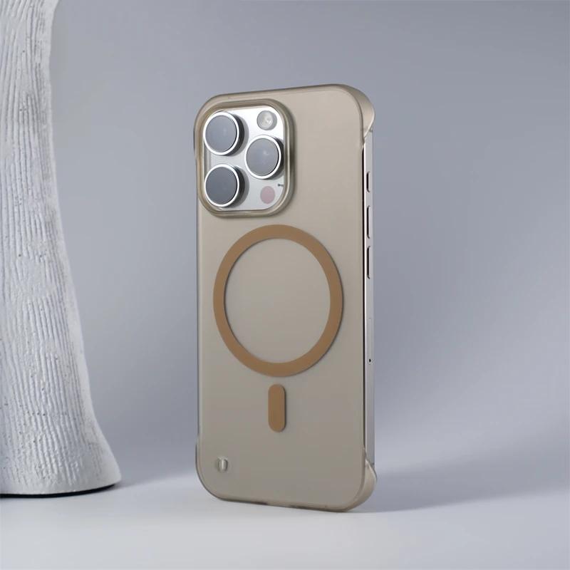 Ultrathin Borderless MagSafe Phone Case for iPhone 17 Air 16 15 14 13 12 Pro Max Wireless Charging Translucent Hard PC Cover