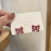 111 Silver Needle Simple French Retro Stud Earrings, Sweet Temperament Fairy Style Bow Earrings Internet Celebrity Earrings