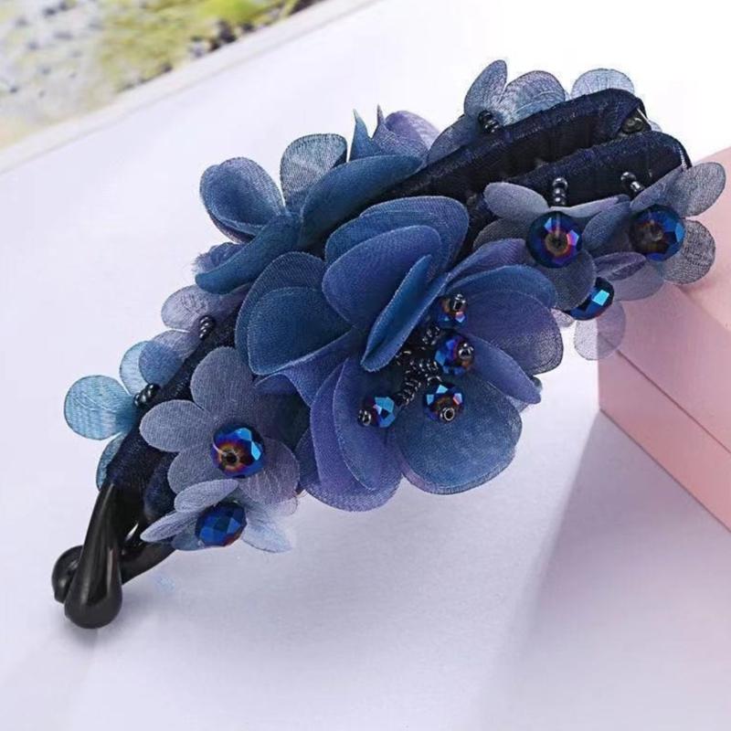 Elegant Fabric Banana Hair Clip Flower Hairpin With Anti Slip Design Comfortable And Stylish For Daily Use