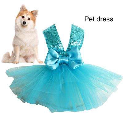 Abito per animali domestici Paillettes Grandi giunzioni Maglia bowknot traspirante Chihuahua Yorkshire Scollo a V per cani Abito da principessa Abiti estivi per animali domestici