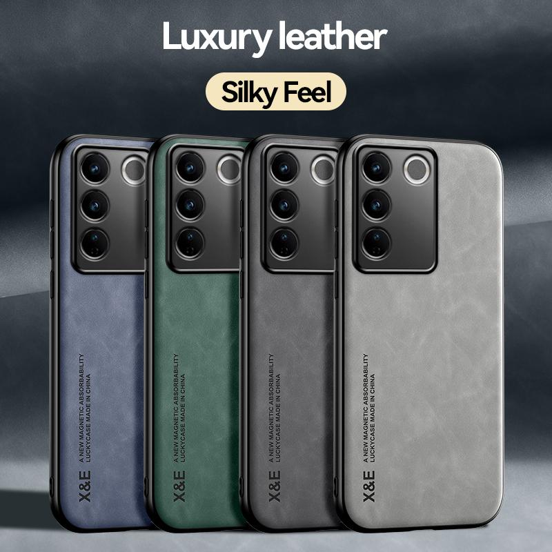 Peatkop Luxury Leather Case for VIVO V27 5G V27e V27 Pro 5G Soft Silicone+PC Shockproof Phone Back Cover for VIVO V25 5G V25e