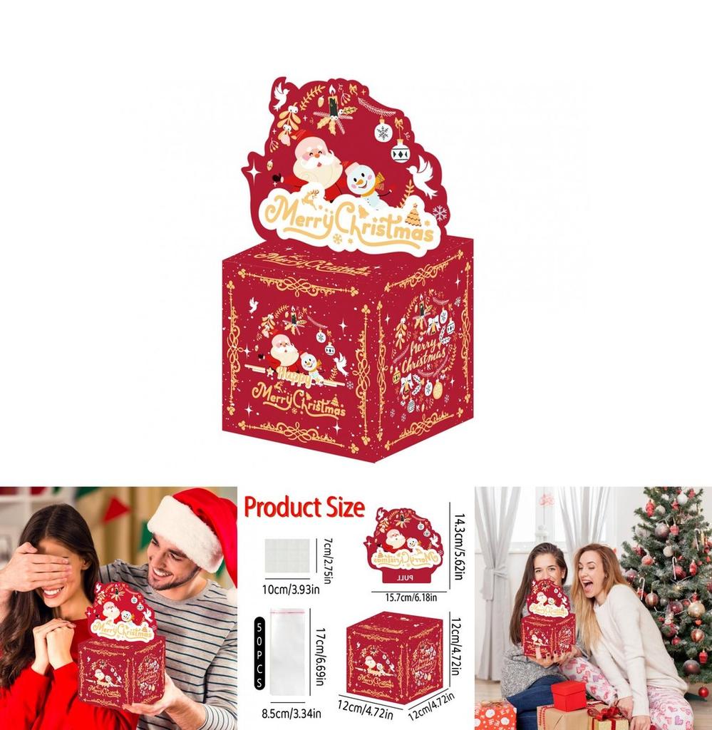 Christmas Red Striped Party Decor Money Box With Gift Box For Festive Celebrations