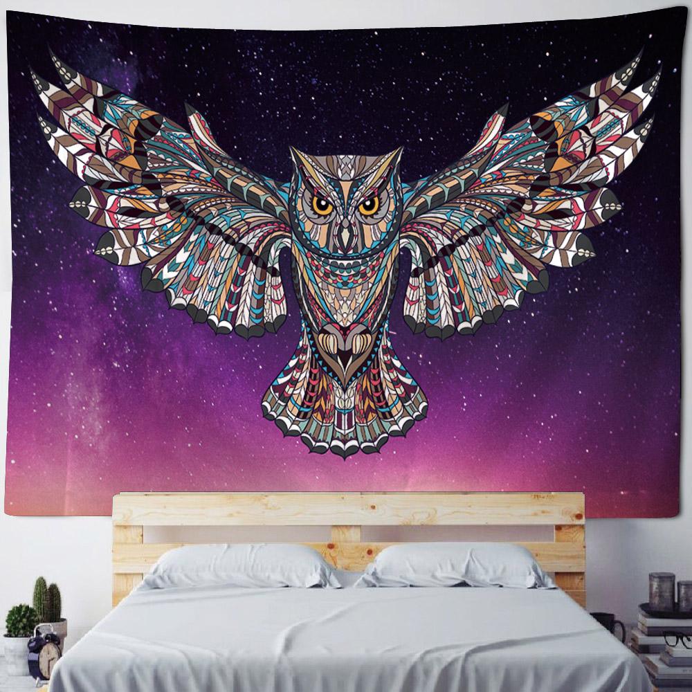 Owl tapestry printed wall hanging psychedelic bohemian hippie witchcraft home background fabric Kawaii art decoration