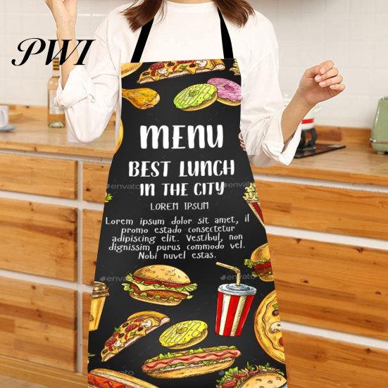 Baking Apron Cooking Sleeveless Comfortable Wearing Clear And Real Image Reusable Unisex Anti-stain Waterproof Polyester Pizza Pattern Kitchen