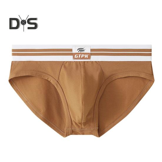 Men Briefs Mid-rise Elastic Waistband Breathable Color Matching Slim Fit Underwear with 3D Pouch Design Daily Wear
