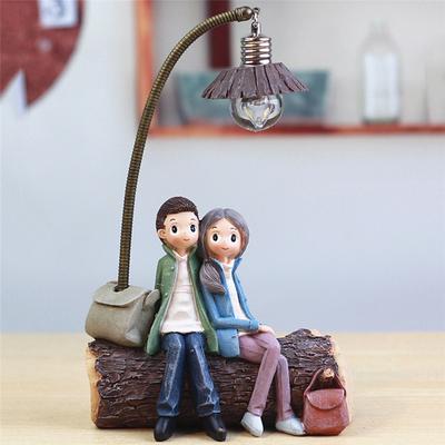 Resin Craft Couple Character Ornaments Creative Boy Girl Night Light