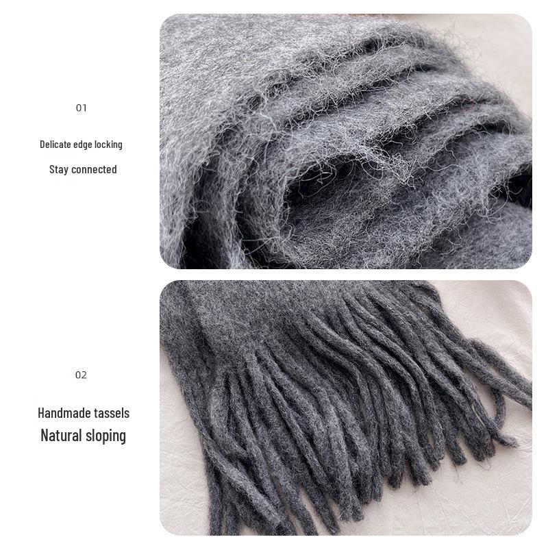 Ancola Red Mohair Wool-Blend Scarf: Women's High-End Korean Style Winter Shawl