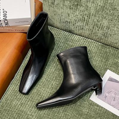 Fashion Autumn Winter Square Toe Women Slimming Ankle Boots Female Elegant Low Heel Short Booties Zapatos De Mujer