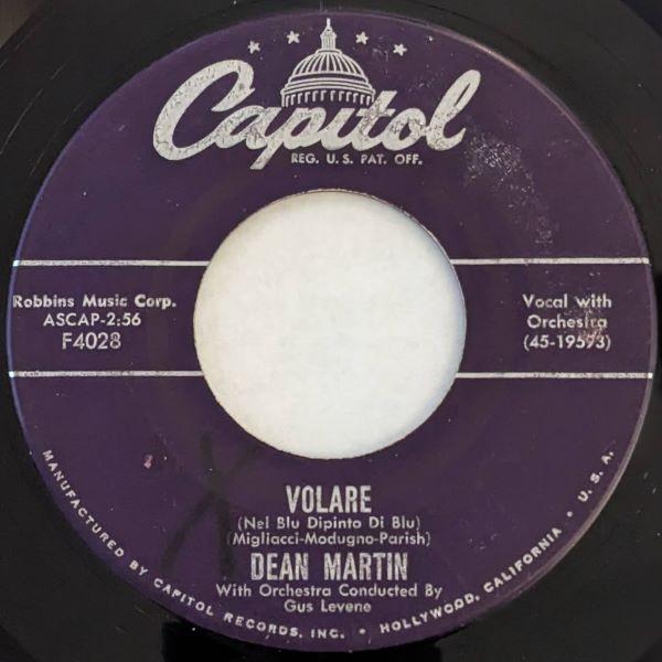 

7-дюймовая пластинка ДИН МАРТИН - Volare (В синем, раскрашенном синим) F4028 Capitol Records 1958 США Джаз Б/У