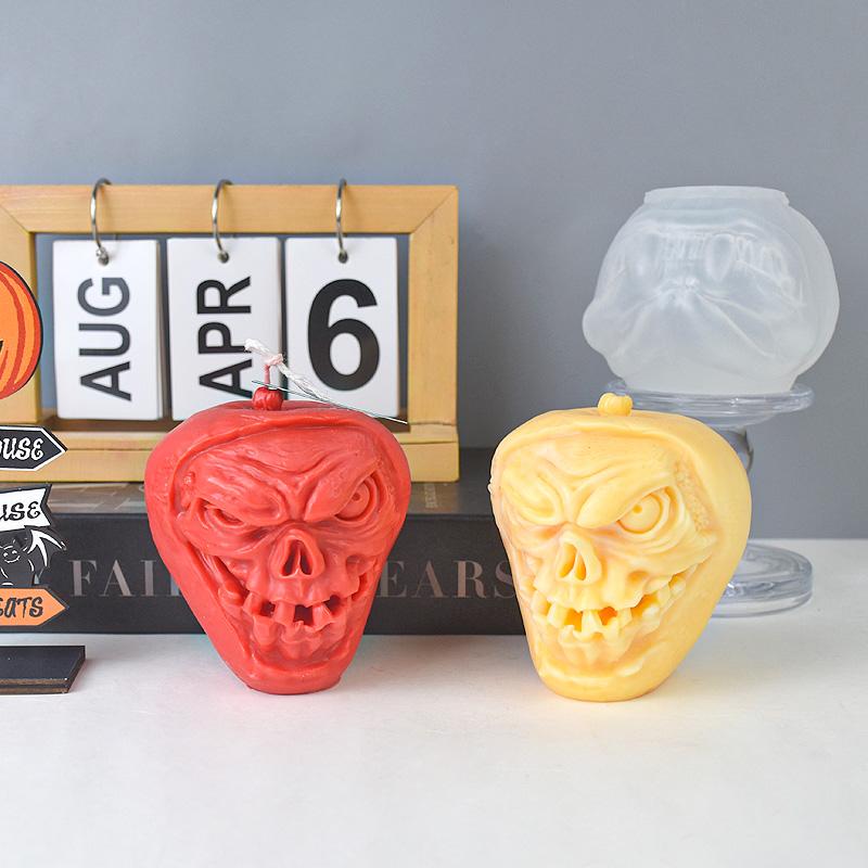 Halloween Skull Pumpkin Silicone Candle Mold 3D Monster Pumpkin Gypsum Handicraft Resin Mold DIY Soap Chocolate Baking Tools