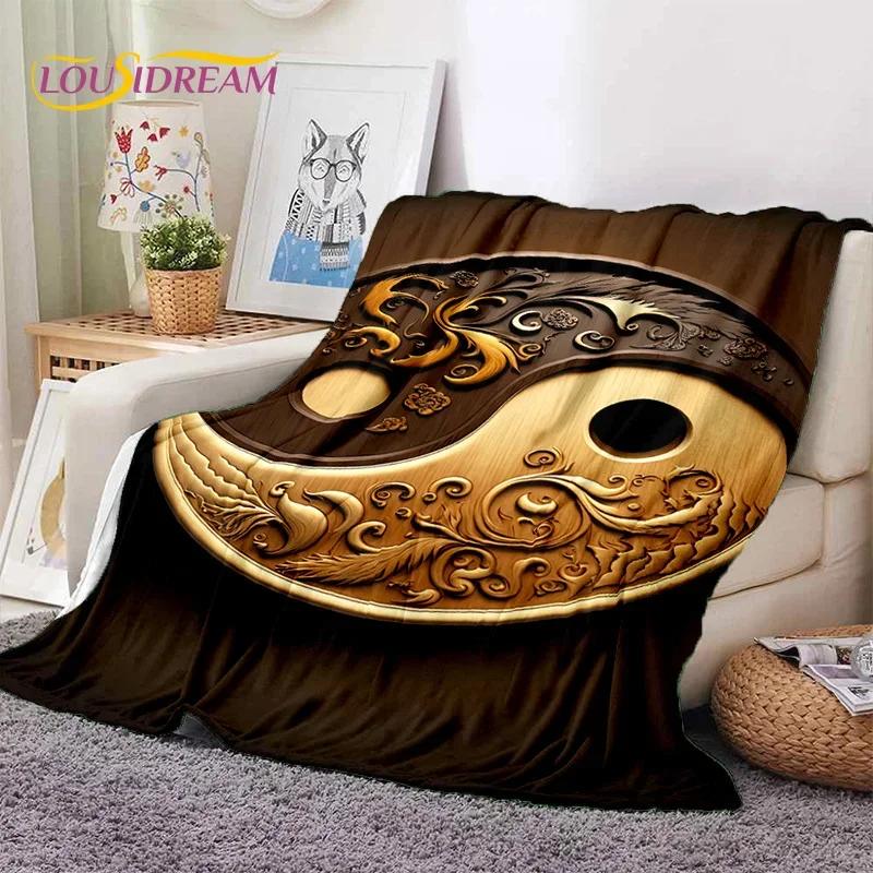 Natur Yin Yang Chinesische Tai Chi Bagua Weiche Flanelldecke für Betten Schlafzimmer Sofa Picknick, Überwurfdecke zum Zudecken Outdoor Nickerchen Geschenk