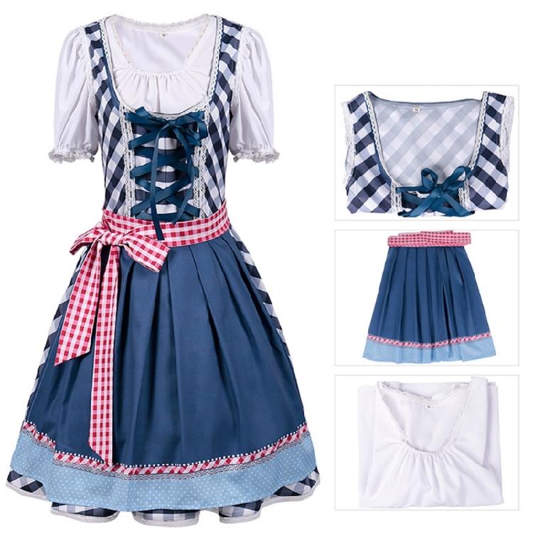Set Costume Bavarese Tedesco Oktoberfest per Donne Adulte, Vestiti Dirndl Costume da Birra per Halloween e Carnevale del Festival della Birra