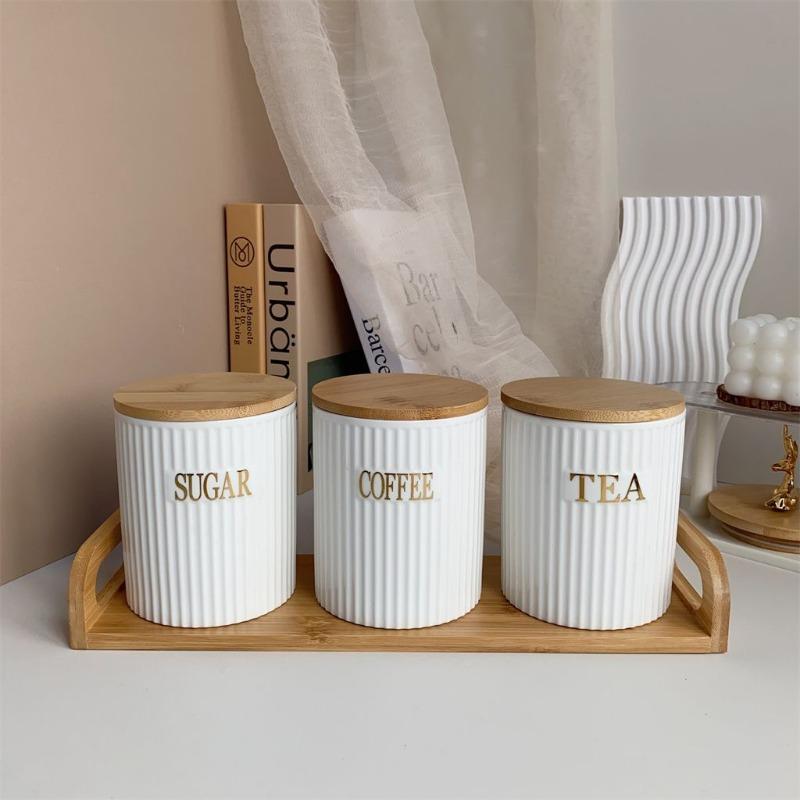 3 Piece Set European White Elk Storage Jar Set Creative Ceramic Candy Jar Home Vertical Pattern Nuts Snacks Herb Storage Bottle