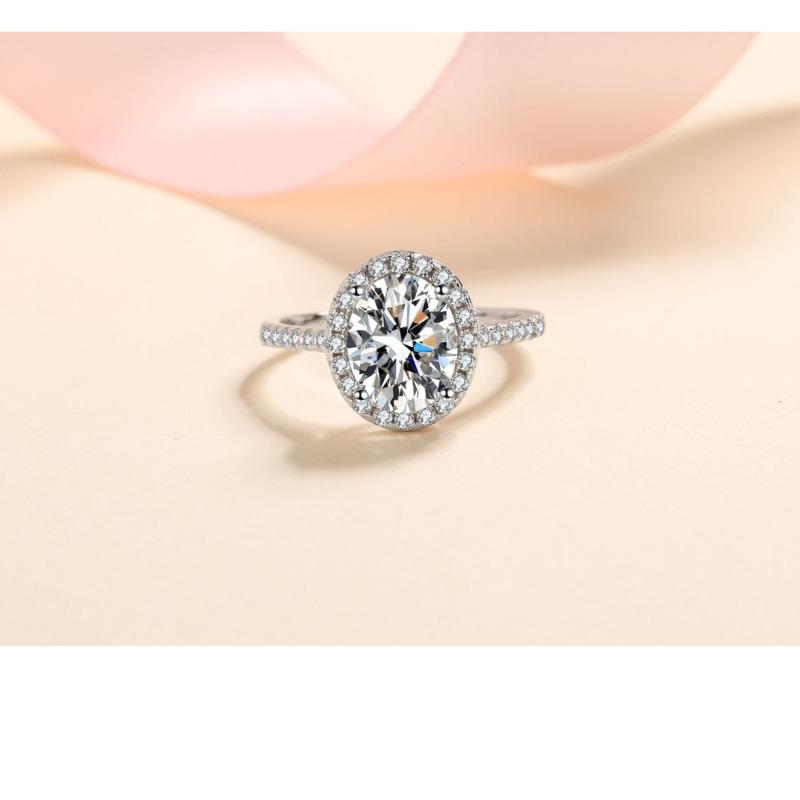 Bague Ringen New 100% 925 Sterling Silver 1 Or 2CT Oval Moissanite Gemstone Engagement Rings Fine Jewelry Diamond Rings For Women