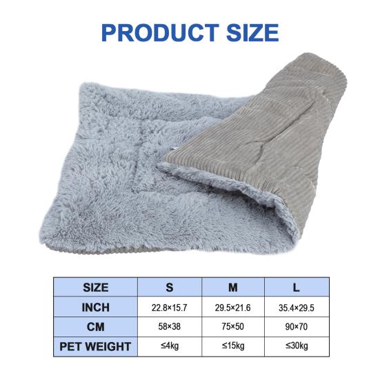 Dog Mat Comfortable Soft Warm Pet Bed Gray Corduroy PV Fleece Washable Kennel Pad for Dogs Cats Sleeping