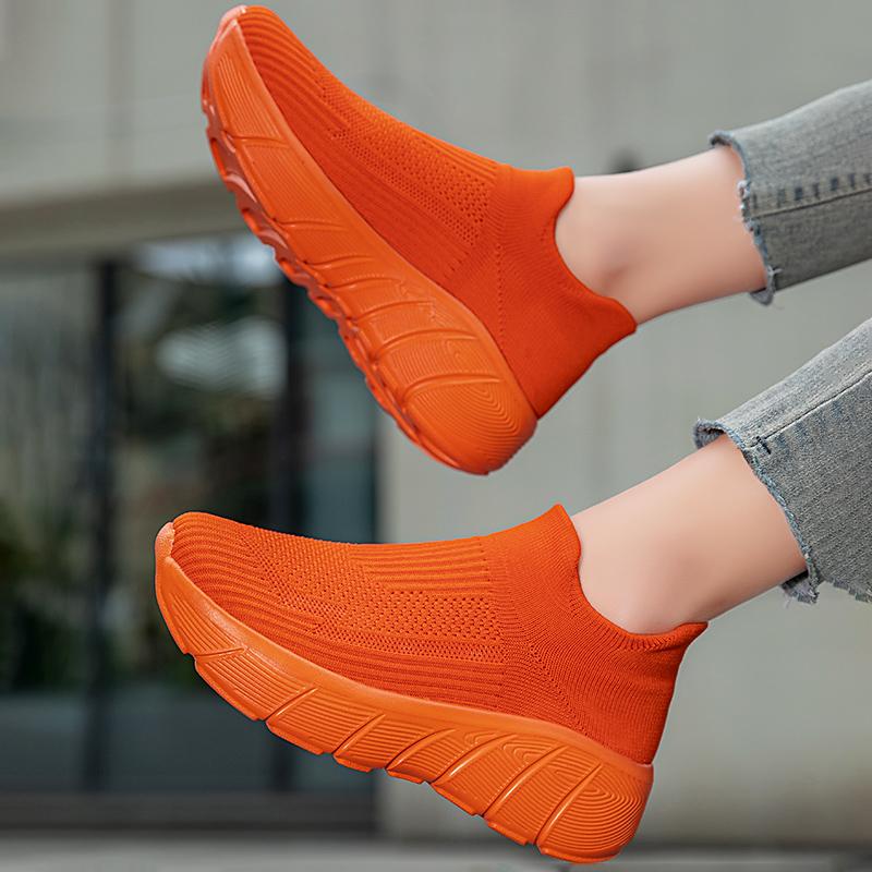 Knitted Socks Shoes Men Women Fashion Platform Shoes Lightweight Breathable Slip-on Casual Walking Shoes