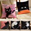 Cartoon Cat Surprise Accompanying Print Cushion Cover Pillowcase Antidustmite Living Room Sofa Decor Cushion Room