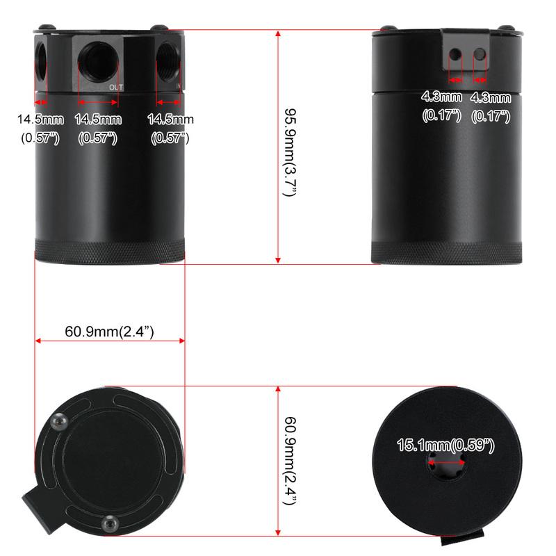 Universal Racing Baffled 3 port Oil Catch Can Tank Air Oil Separator With Removable Valve 3-hole Oil Kettle