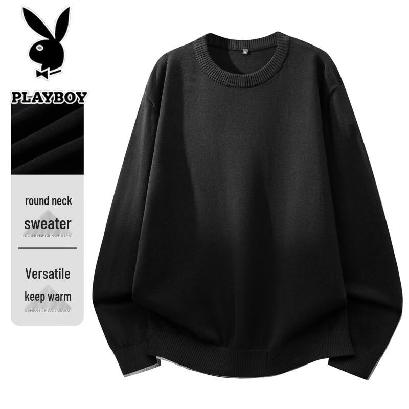 PLAYBOY Men's Crew Neck Casual Knit Pullover Sweater