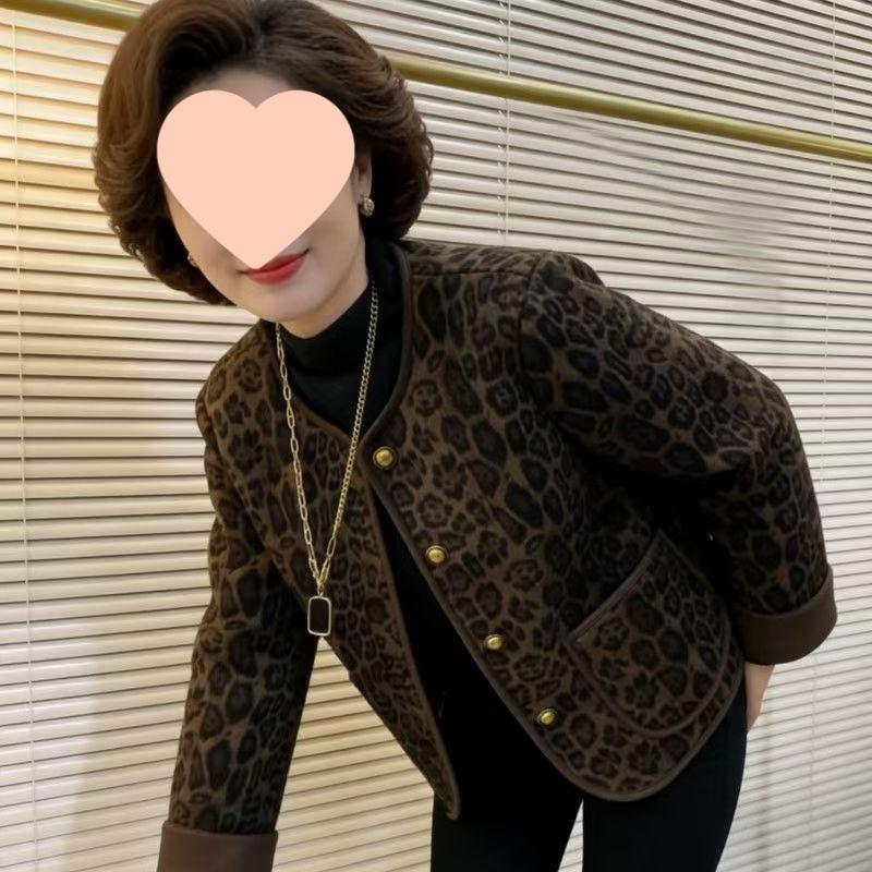 Velvet Leopard Print Jacket - New Style Autumn/Winter, Slimming, Korean Chic, Thickened, Loose, Short