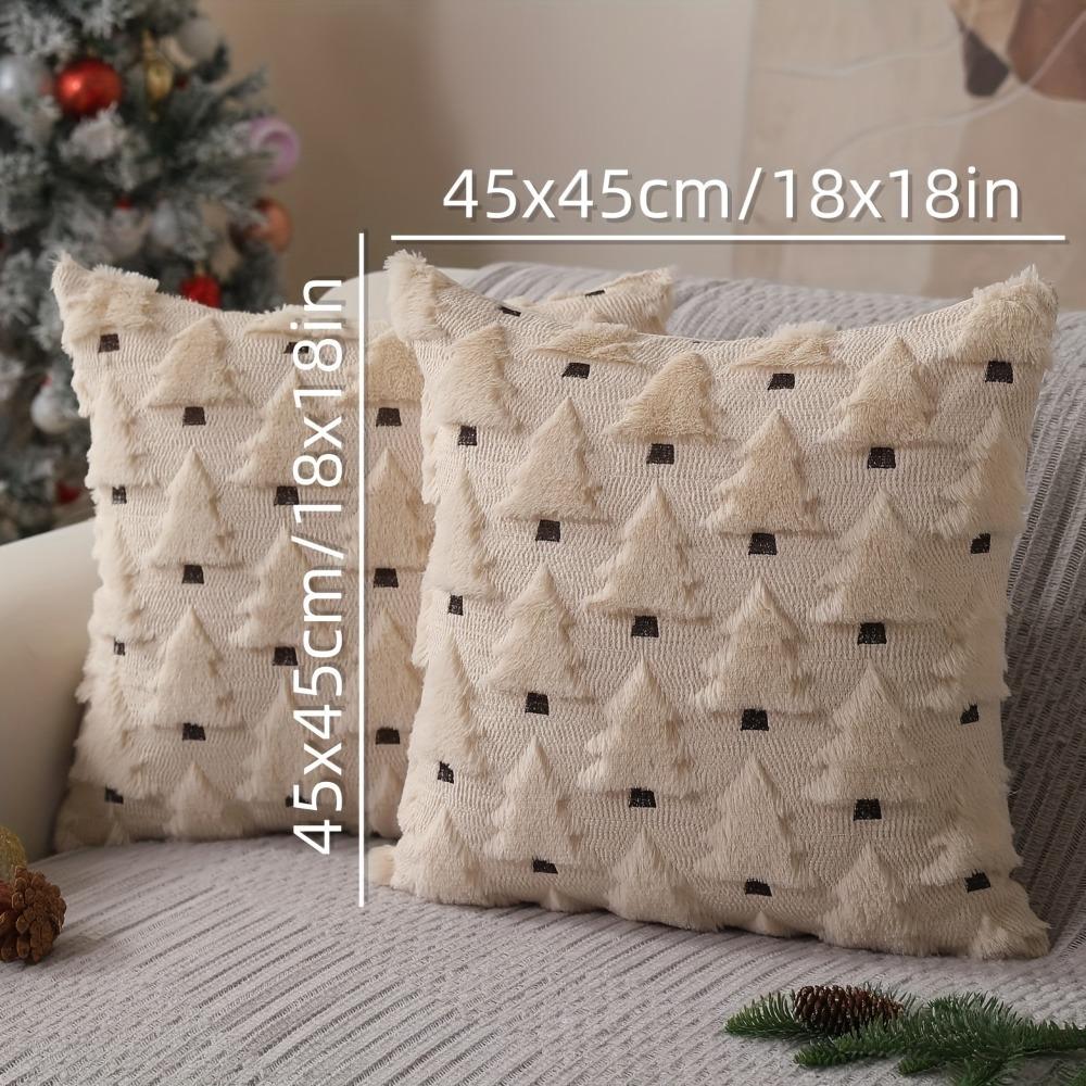Weihnachts-Kissenbezüge 18x18 Zoll Weihnachtsbaum Wurfkissenbezüge Weiche Plüsch-Kissenbezüge Winterdeko für Sofa Wohnzimmer