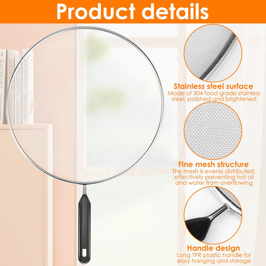Cooking 3Pcs Frying Stainless Steel Anti Splatter Guard Oil Net Grease Splatter Screen Pan Mesh Guard Screen Splash Cover set