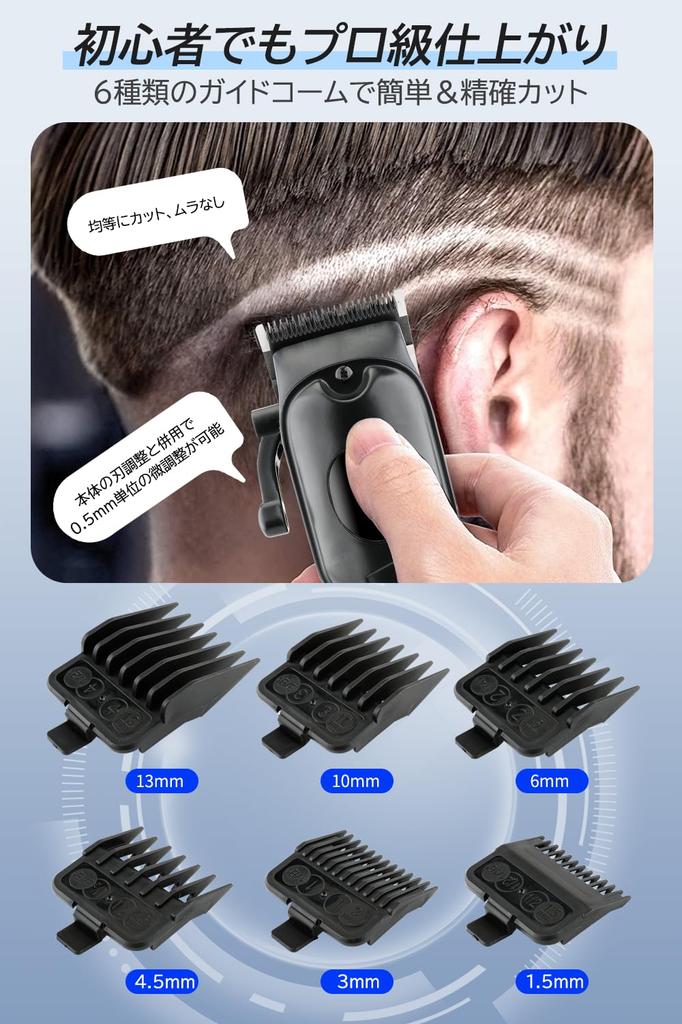 Youmay Electric Hair Clipper for Men and Suitable for Home Powerful LED 2 Speed 4 Cutting Height 6 Guide Fast Low Includes and Japanese Instruction