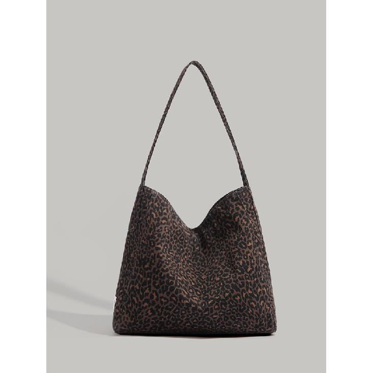 

Винтажная холщовая сумка с леопардовым принтом, универсальная повседневная сумка-мессенджер для通勤, большая вместимость, стильная, хорошая текстура, сумка на плечо, сумка-тоут цветной печати леопарда