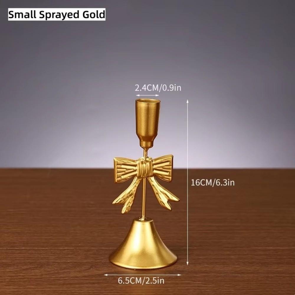 Iron Candlestick Golden Taper Candle Stands Classic Bow Candle Holder  For Wedding/Table Decor