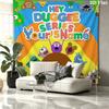 Hey Duggee Custom Name Wall Tapestry Aesthetic Wall Hanging Printed Fabric Blanket Decorative Tapestries for Bedroom Living Room Home Decor