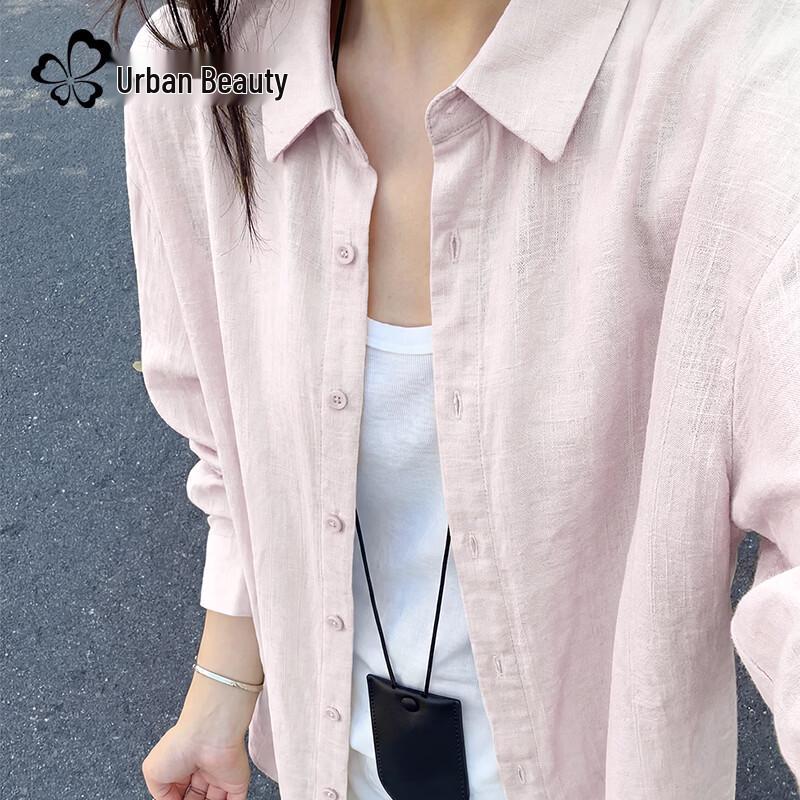 

Женская рубашка-поло с длинным рукавом из смесовой льняной ткани L