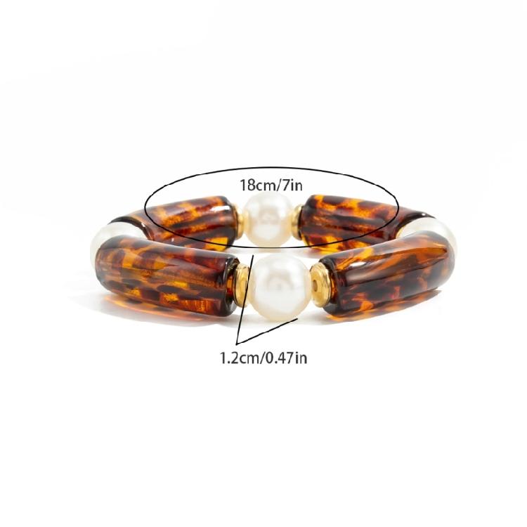 Elegant Resin Bead Elastic Bracelet Marbled Effect Design Comfortable Fit Women Accessory Stretchable Bracelet for Daily