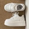 LU Si, the Same Thick-soled Little White Shoes for Women's 2025 Autumn New Maillard Muffin Sole Heightening Lace-up Casual Board Shoes