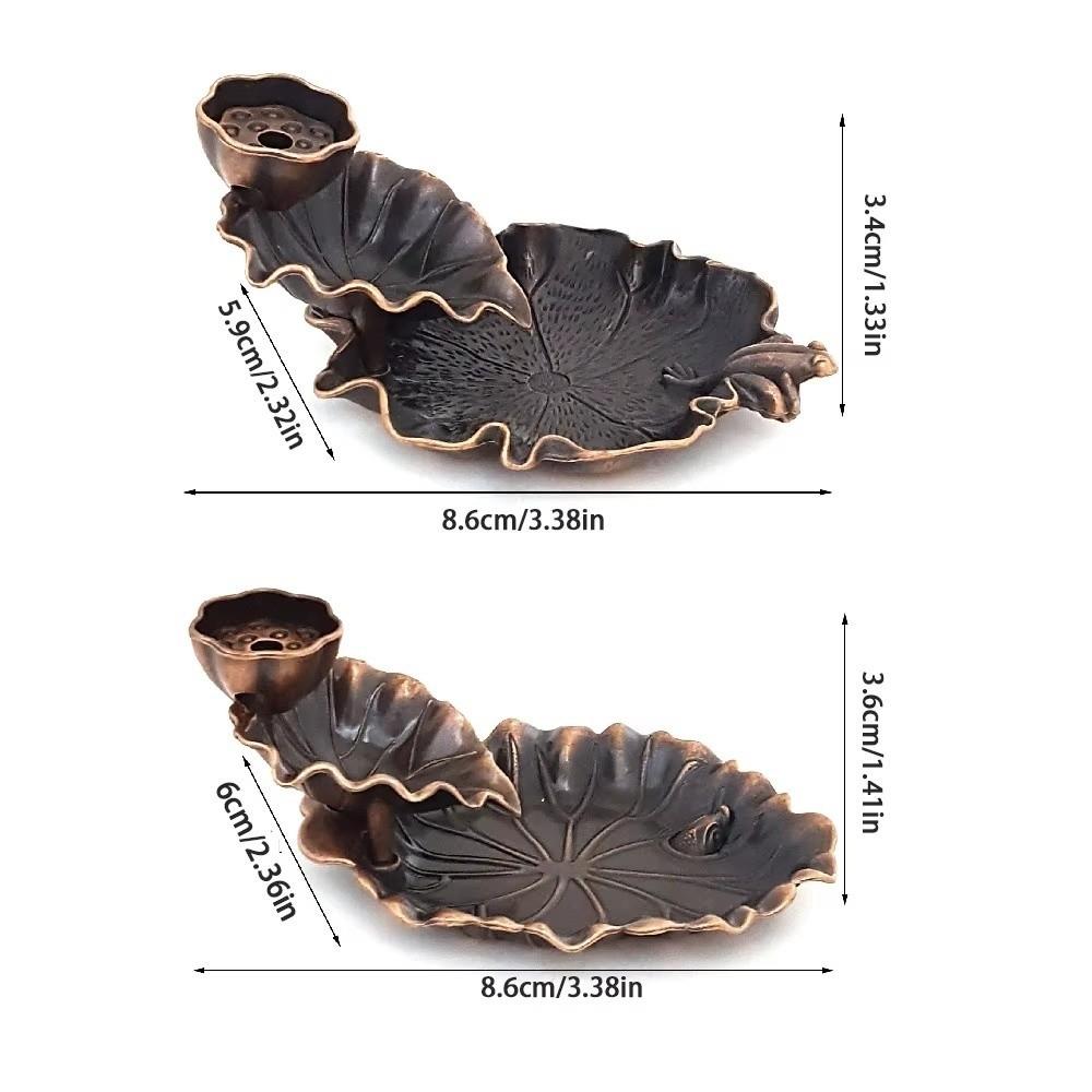 Retro Mini Incense Burner Counter Current Chinese Decorative Lotus Leaf Frog Incense Burner Alloy Material Home Decoration