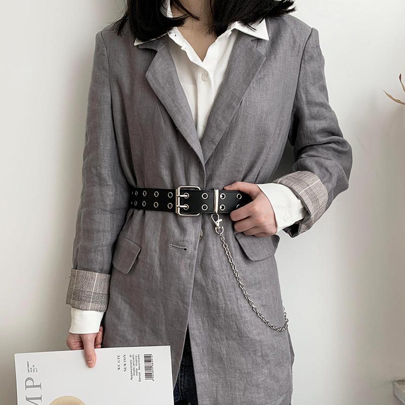Women Gothic Punk Waist Belt Alloy Chain Design Silver Pin Buckle White Black Blue Waistband Jeans Skirt Waist Belt Girls Gift