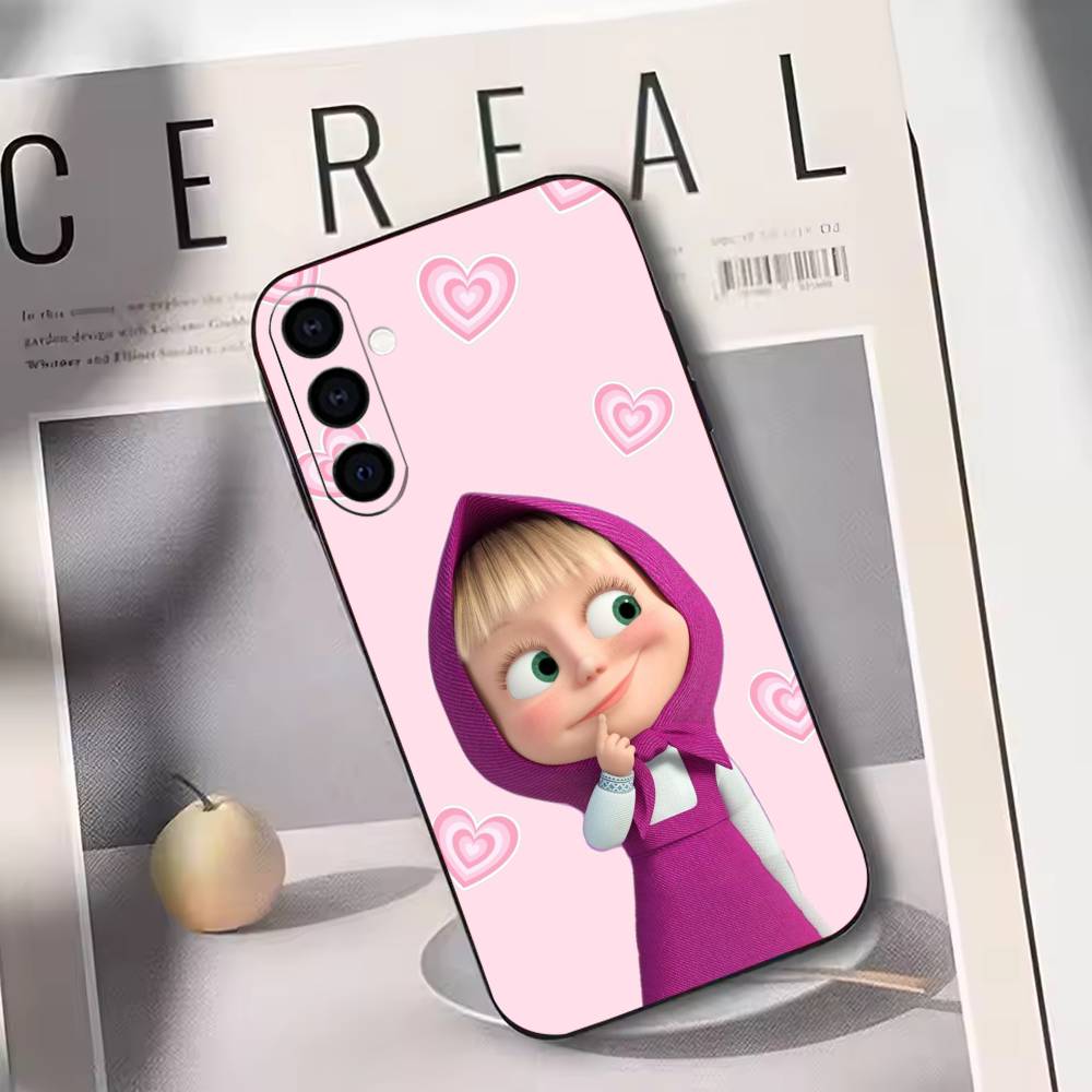 Sweet Cartoon Couple Phone Case Black Silicone Soft For Samsung Galaxy A73,A72,A71,A70,A53,A52,A51