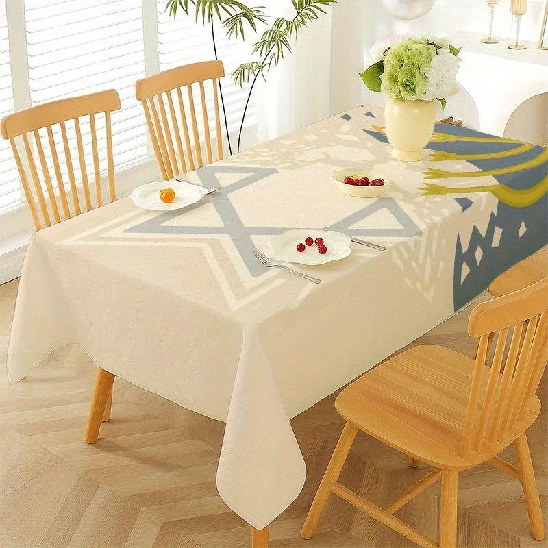 Joodse Feestdagen Rechthoekige Tafelkleed voor Tafeldecoratie Keuken Eetkamer Waterdicht Herbruikbaar Tafelkleed voor Tafels Binnen Buiten 100x160cm