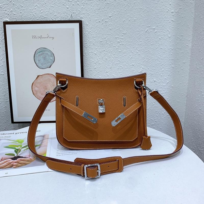 Lychee pattern 28CM gypsy women's bag first layer cowhide canvas messenger bag