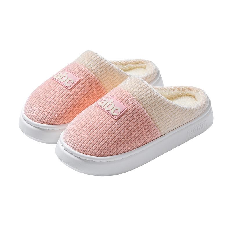 New Cotton Slippers for Home Warmth, Thick-soled Fleece Shoes for Women