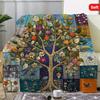 1PCS Retro Tree of Life and Plaid Flannel Blankets Soft and Colorful Flowers Blend Perfect Gift for Any Occasion Cute Blanket