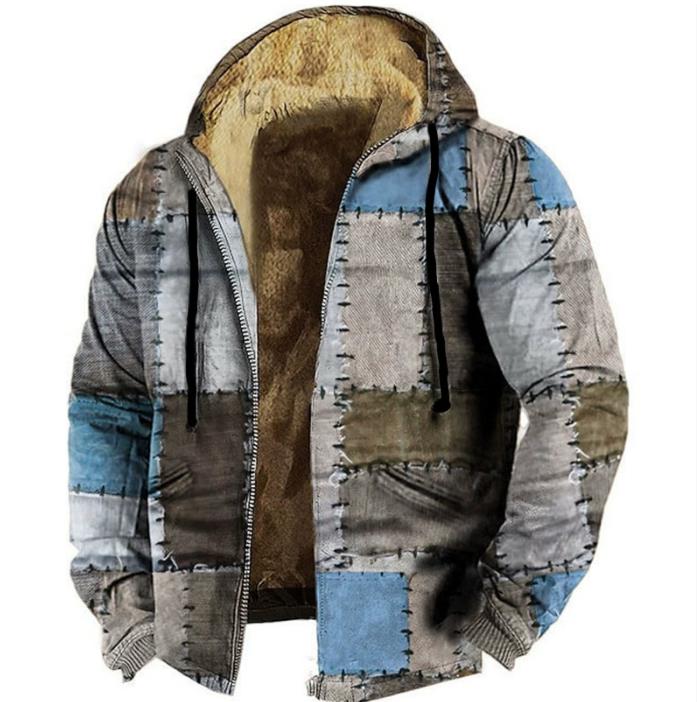 Autumn/Winter Retro Arctic Velvet Hooded Men's Sweatshirt
