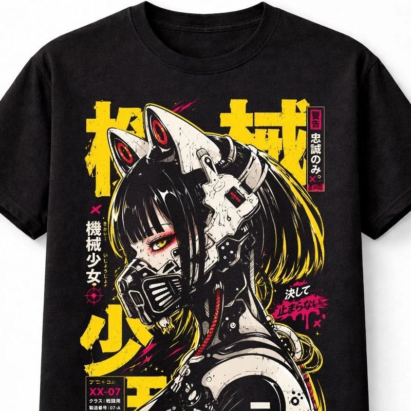 Cyberpunk Anime Cat Girl Robot Japanese Unisexga Graphic Unisex TShirt S