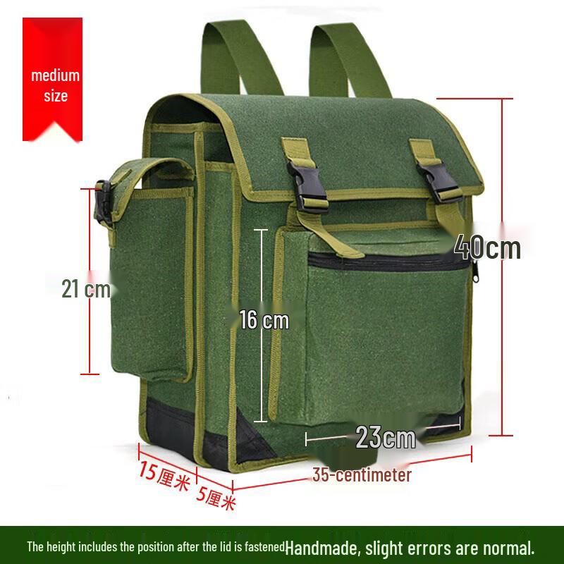 Kurenqi Thickened Canvas Double-Layer Work Backpack
