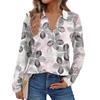 Women's Fashion Long-Sleeved Retro Floral Print Stand Collar  Shirt
