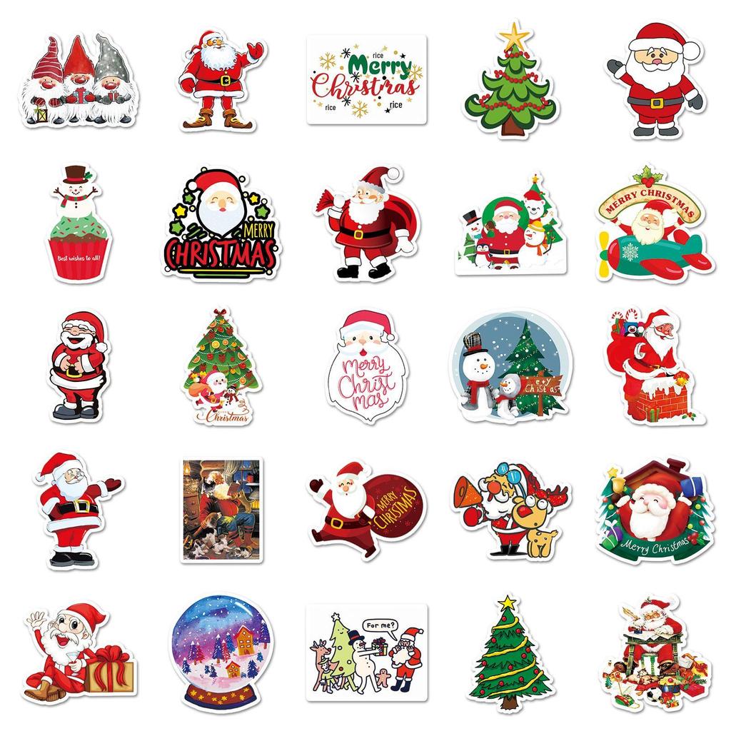 100 Christmas Graffiti Cartoon Festival DIY Stickers: Skateboard, Water Bottle & Luggage - Waterproof, Unique & Expressive!