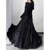 Autumn-Winter Velvet High-Waist Long Skirt - Women's Chinese Style Umbrella Design